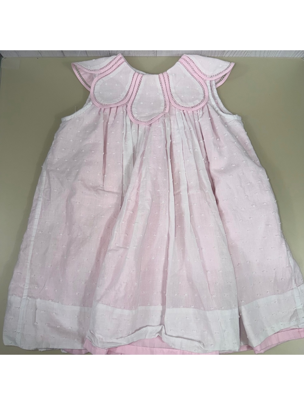 The Proper Peony Girls 2T Pink White Swiss Dot Dress